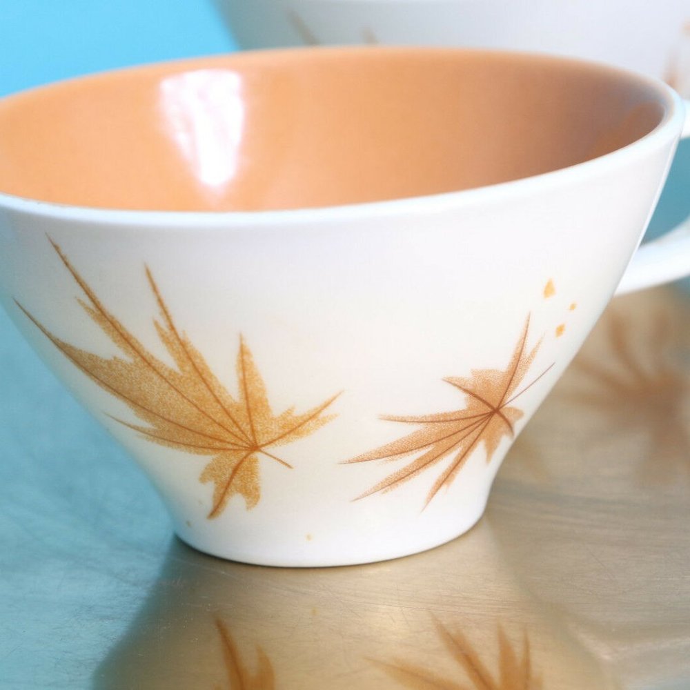 Vintage Iroquois Ben Seibel Tea Cups Leaves Set 4 - Picture 2 of 4